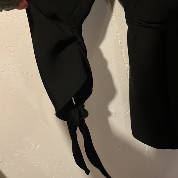 Zara Tied Bow Sleeve Puff Shoulder Black Belted Frock Coat Black M - Picture 5 of 16